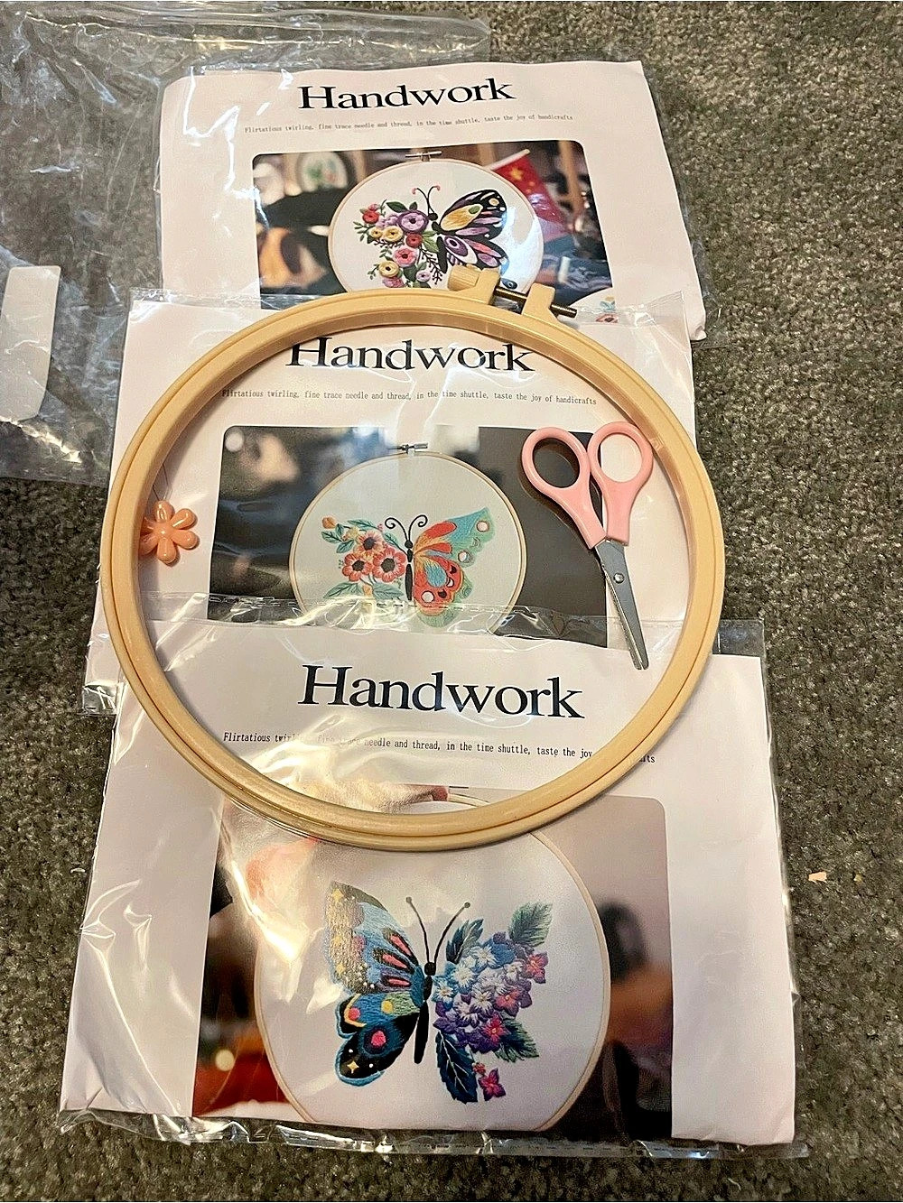 3 kit butterfly floral pattern with Hoop